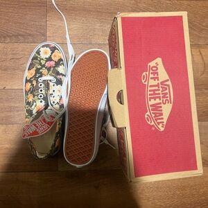 Vans Kids Floral Black and Orange Sneakers